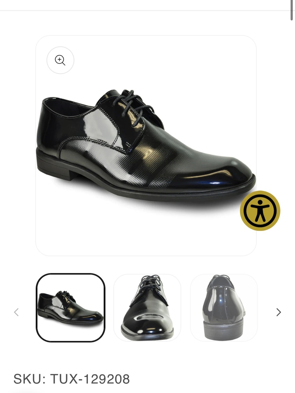Angel Men's Black Gloss Patent Leather Lace-Up Oxfords